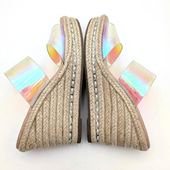 Karl Lagerfeld Cecily Wedge Sandal Womens Iridescent Rubber Size US9.5 EU40 - Picture 7 of 12